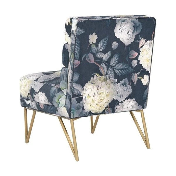 Floral Velvet Accent Chair – Gold Legs