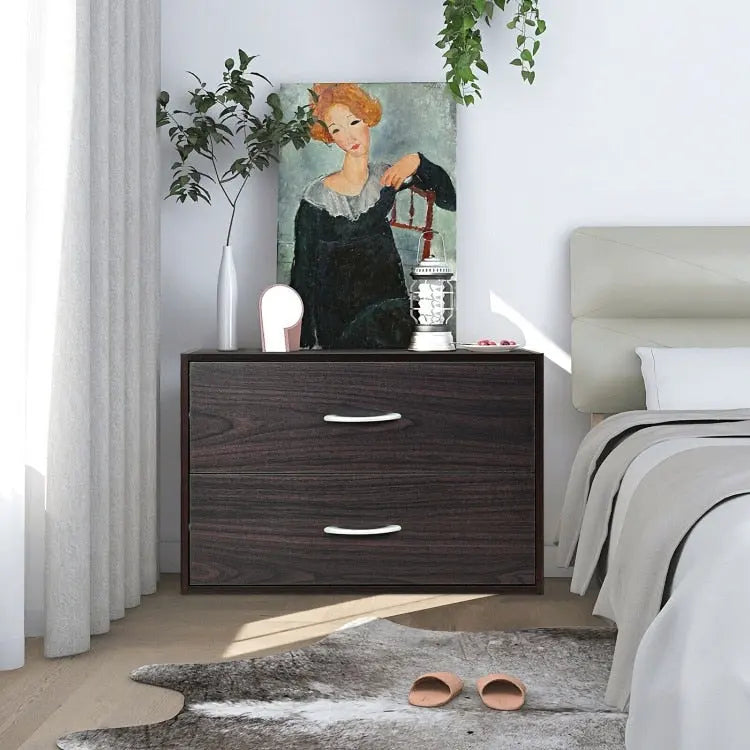 2-Drawer Stackable Storage Organizer Cabinet with Handles