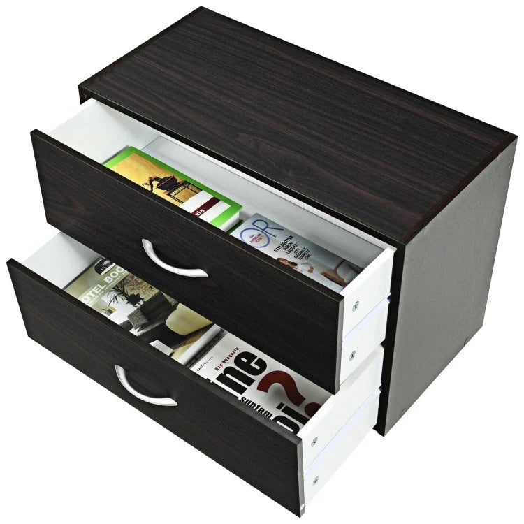 2-Drawer Stackable Storage Organizer Cabinet with Handles