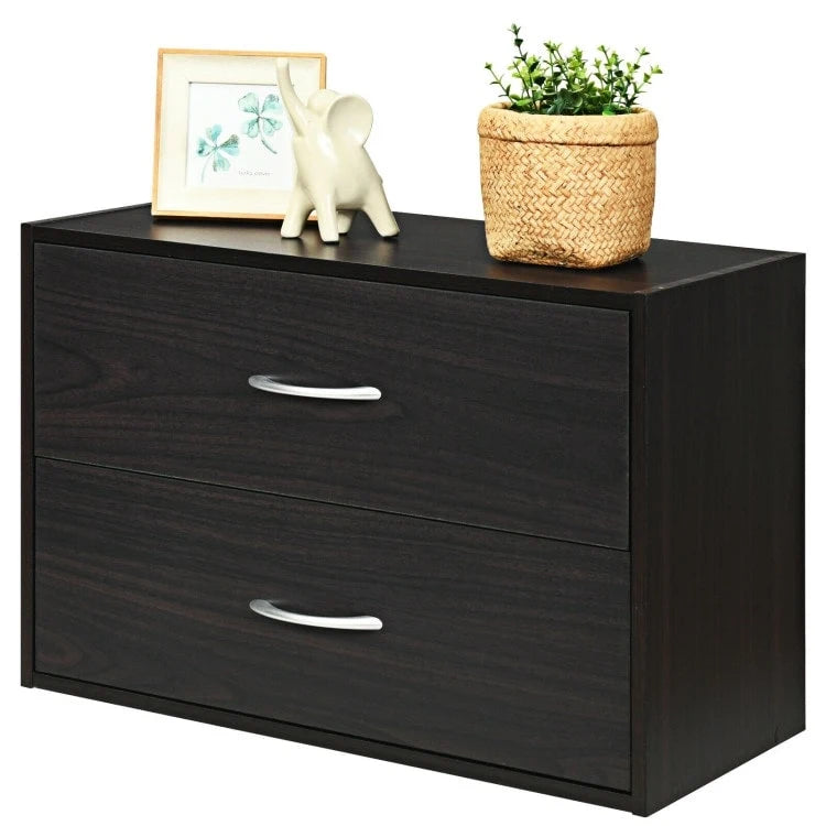 2-Drawer Stackable Storage Organizer Cabinet with Handles