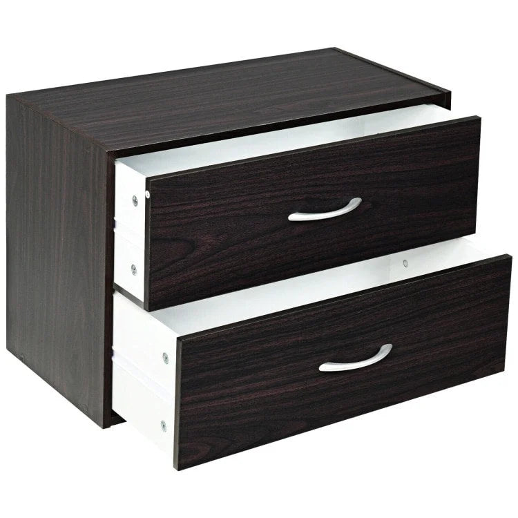 2-Drawer Stackable Storage Organizer Cabinet with Handles