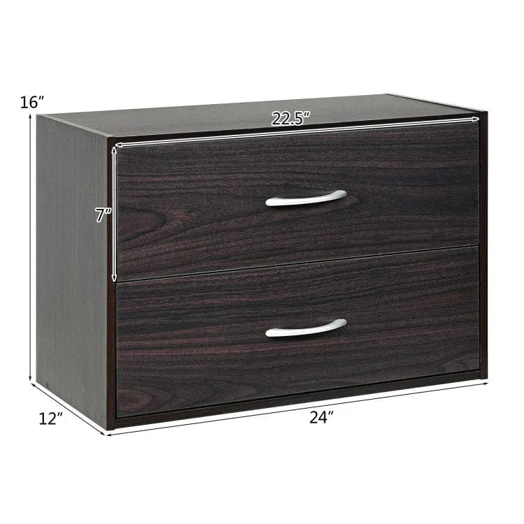 2-Drawer Stackable Storage Organizer Cabinet with Handles
