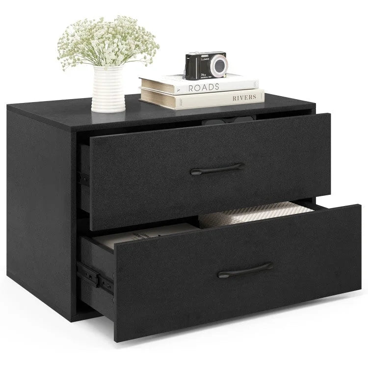 2-Drawer Stackable Storage Organizer Cabinet with Handles