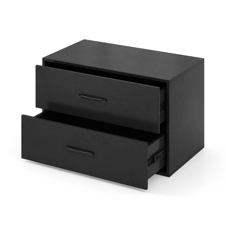 2-Drawer Stackable Storage Organizer Cabinet with Handles