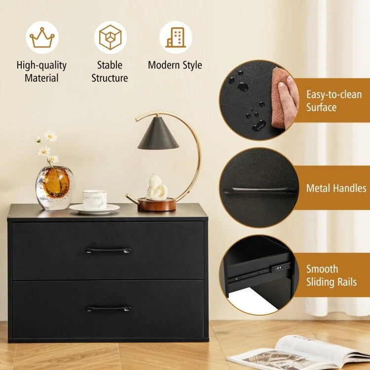 2-Drawer Stackable Storage Organizer Cabinet with Handles