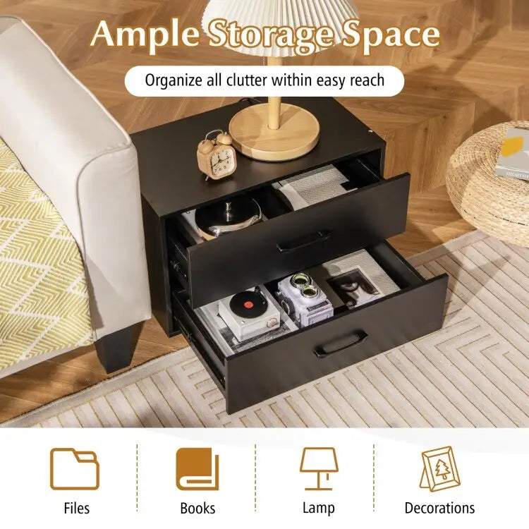 2-Drawer Stackable Storage Organizer Cabinet with Handles