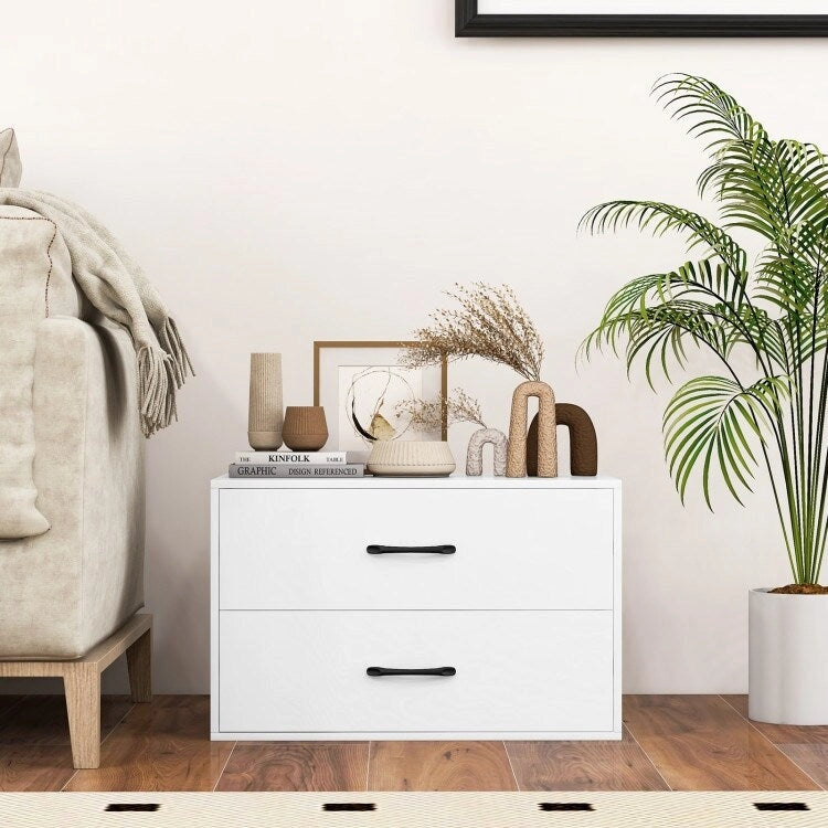 2-Drawer Stackable Storage Organizer Cabinet with Handles