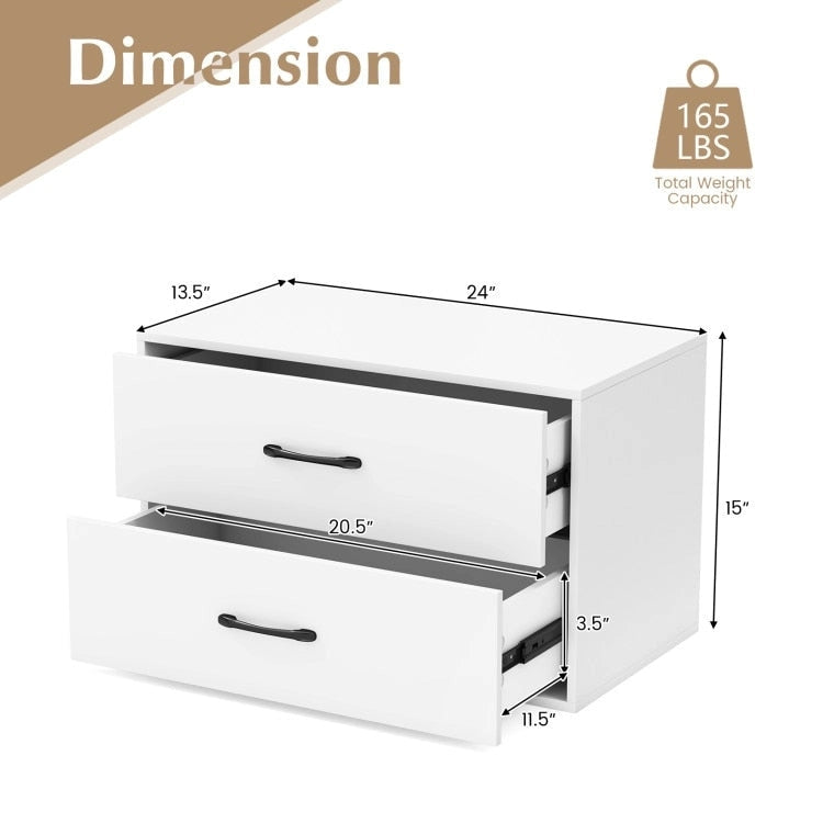 2-Drawer Stackable Storage Organizer Cabinet with Handles