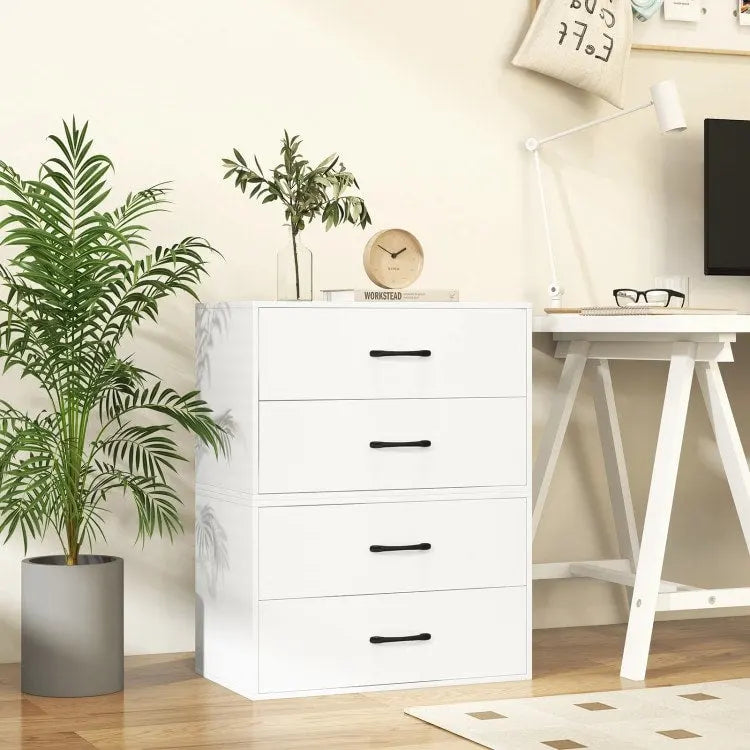 2-Drawer Stackable Storage Organizer Cabinet with Handles