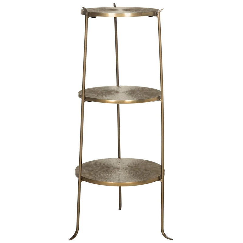 Brass Sunburst Carved Metal Side Table – 14"W × 14"D × 31.5"H