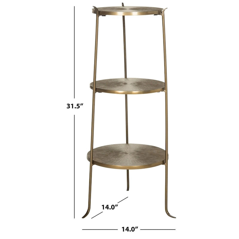 Brass Sunburst Carved Metal Side Table – 14"W × 14"D × 31.5"H