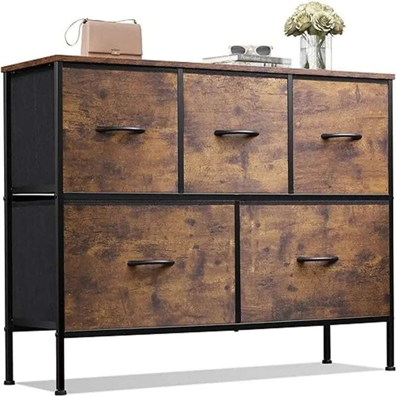 5-Drawer Fabric Dresser with Steel Frame