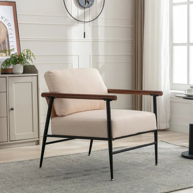 Foldable Faux Fur Saucer Chair with Plush Cushion and Metal Frame
