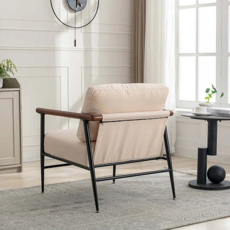 Foldable Faux Fur Saucer Chair with Plush Cushion and Metal Frame