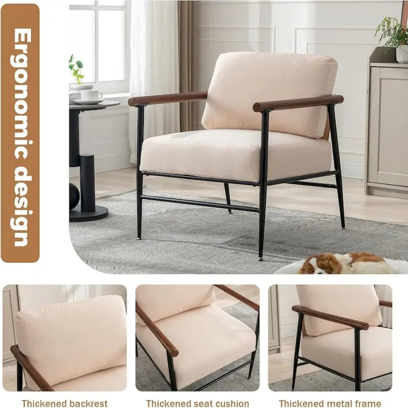 Foldable Faux Fur Saucer Chair with Plush Cushion and Metal Frame