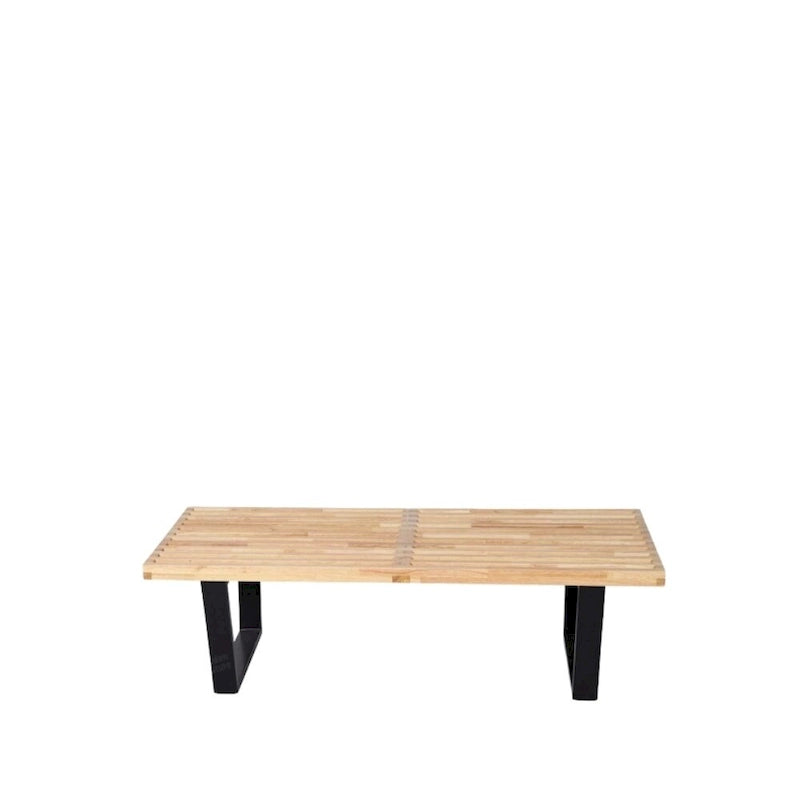 60-Inch Modern Solid Wood Bench in Natural and Walnut Finish