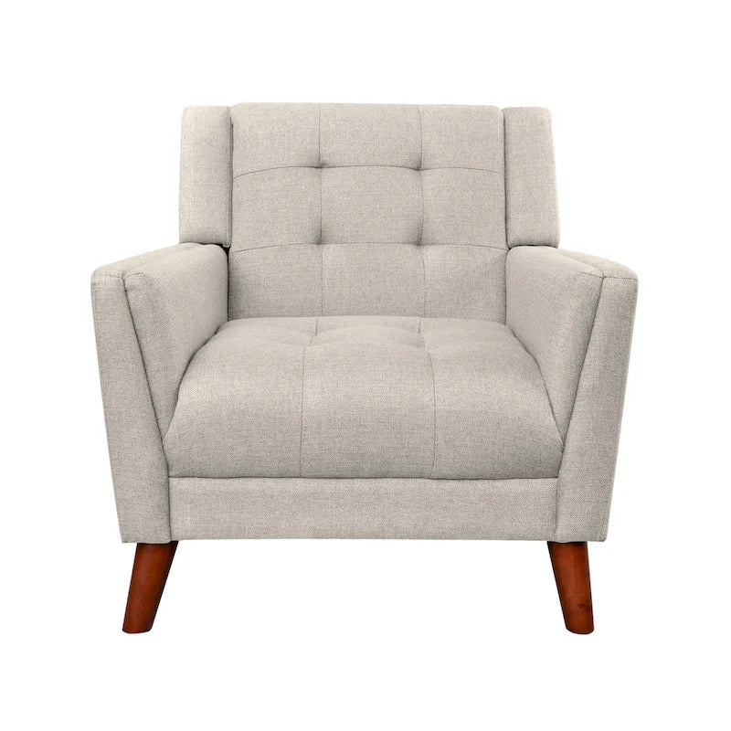 Tufted Armchair with Wood Legs