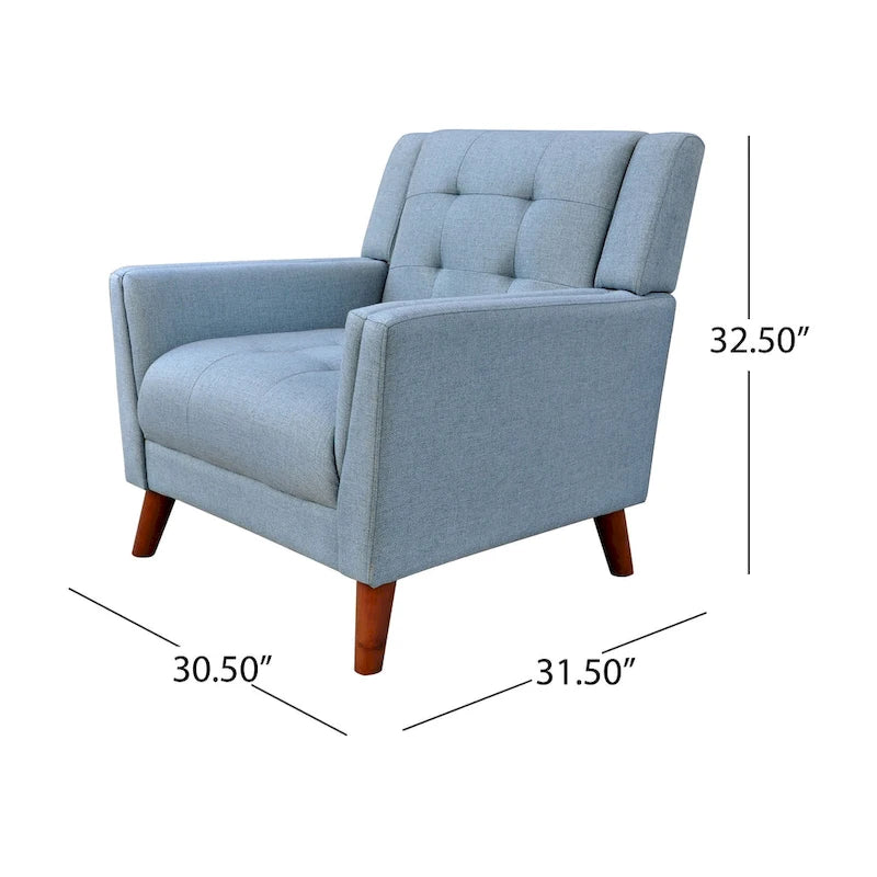 Tufted Armchair with Wood Legs