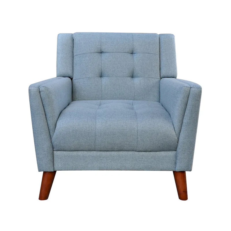 Tufted Armchair with Wood Legs