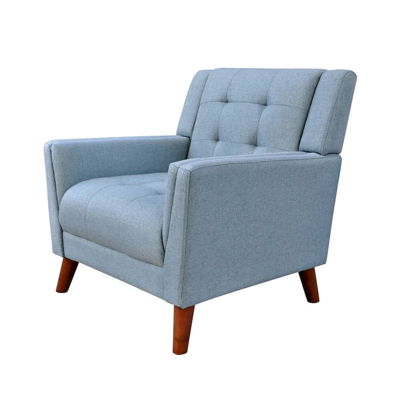 Tufted Armchair with Wood Legs