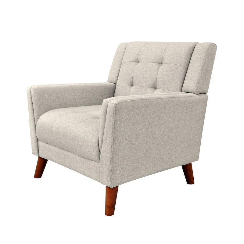 Tufted Armchair with Wood Legs