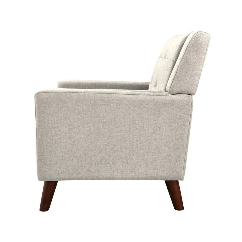 Tufted Armchair with Wood Legs