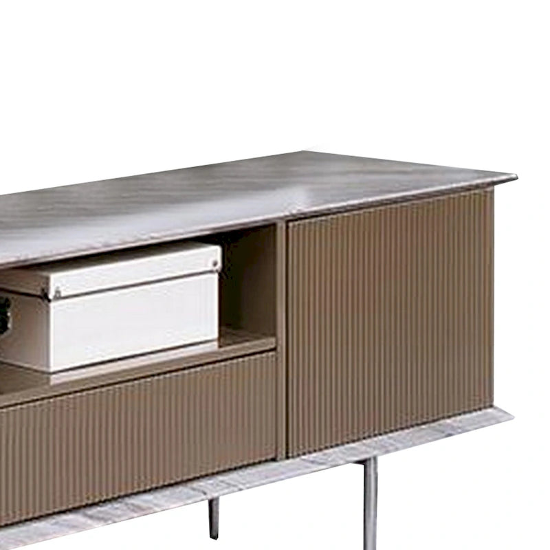 Moderner 70"-TV-Schrank mit Marmoroptik, Schublade & offenen Fächern