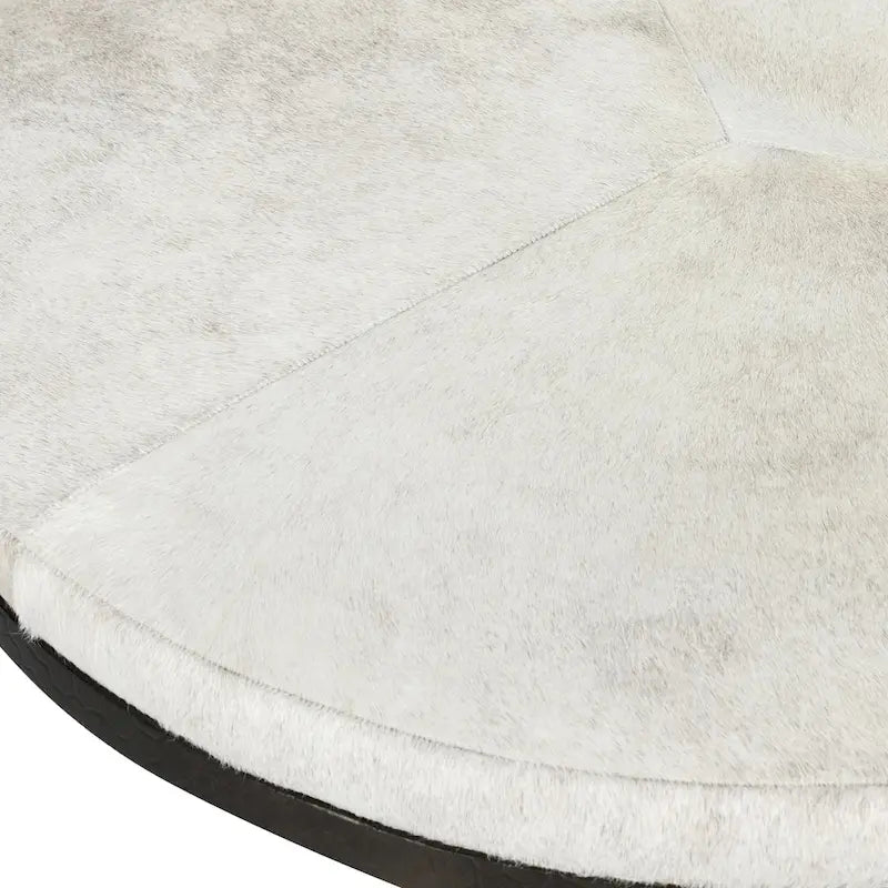 Couchtisch mit Lederbezug aus Hair-on-Hide-Leder und gehämmertem Eisengestell