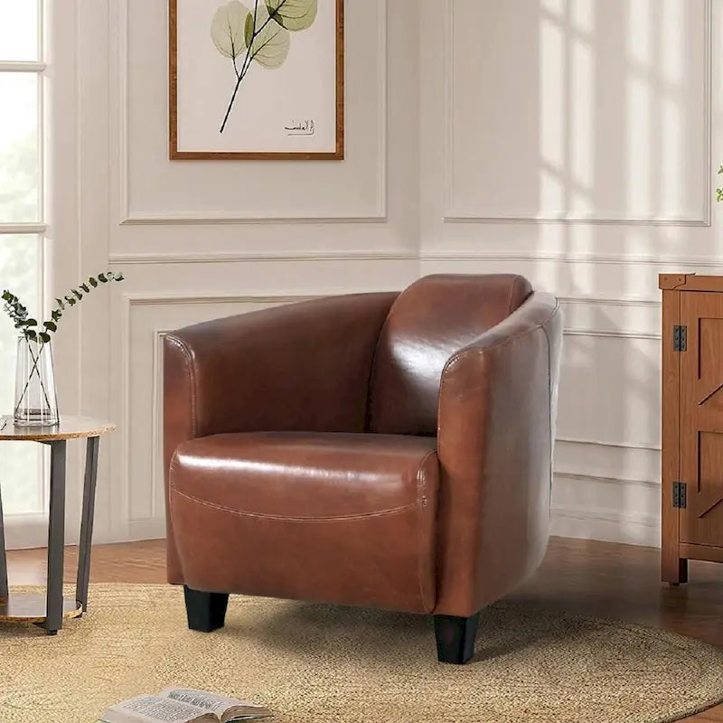 Top Grain Leather Armchair – Brown