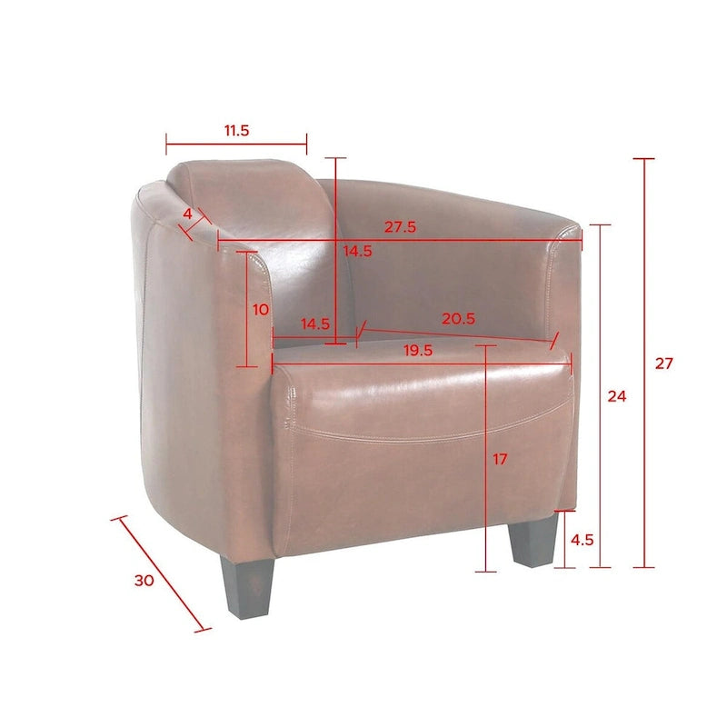 Top Grain Leather Armchair – Brown