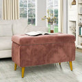 Velvet Tufted Storage Ottoman Bench with Gold Metal Legs