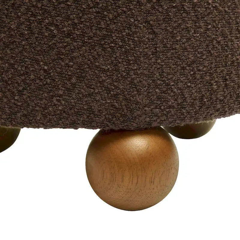 Upholstered Stool with Conical Shape and Spherical Solid Wood Legs