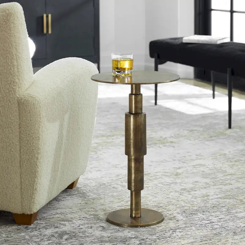 Gold Stacked Column Accent Side Table