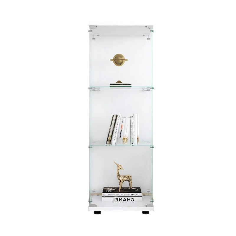 Weißer Glasvitrinenschrank mit einer Tür und 3 Einlegeböden