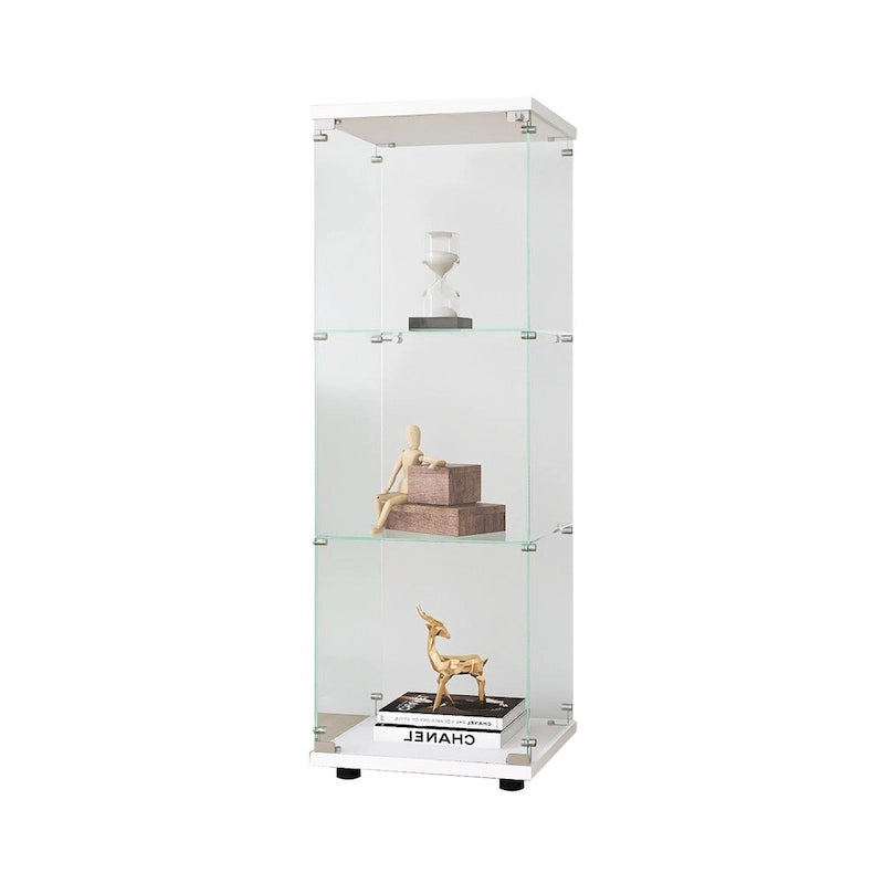Weißer Glasvitrinenschrank mit einer Tür und 3 Einlegeböden