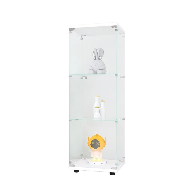Weißer Glasvitrinenschrank mit einer Tür und 3 Einlegeböden