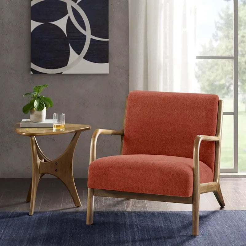 Mid-Century Lounge Chair – Elm Wood & Spice