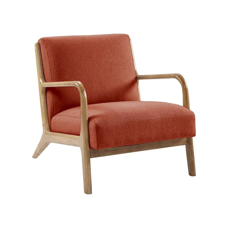 Mid-Century Lounge Chair – Elm Wood & Spice