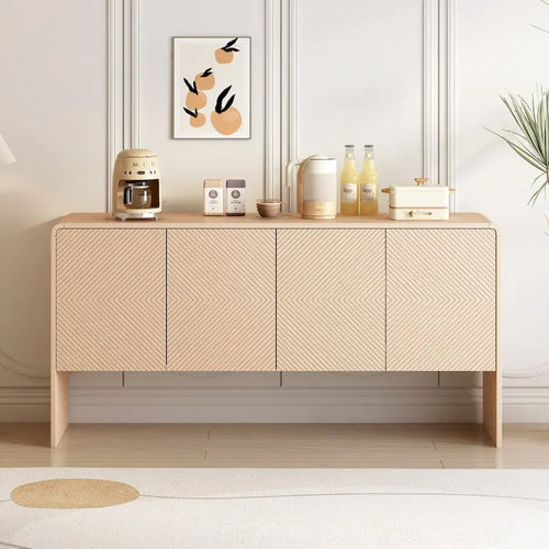 4-Door Minimalist Sideboard with Adjustable Shelves – Cream